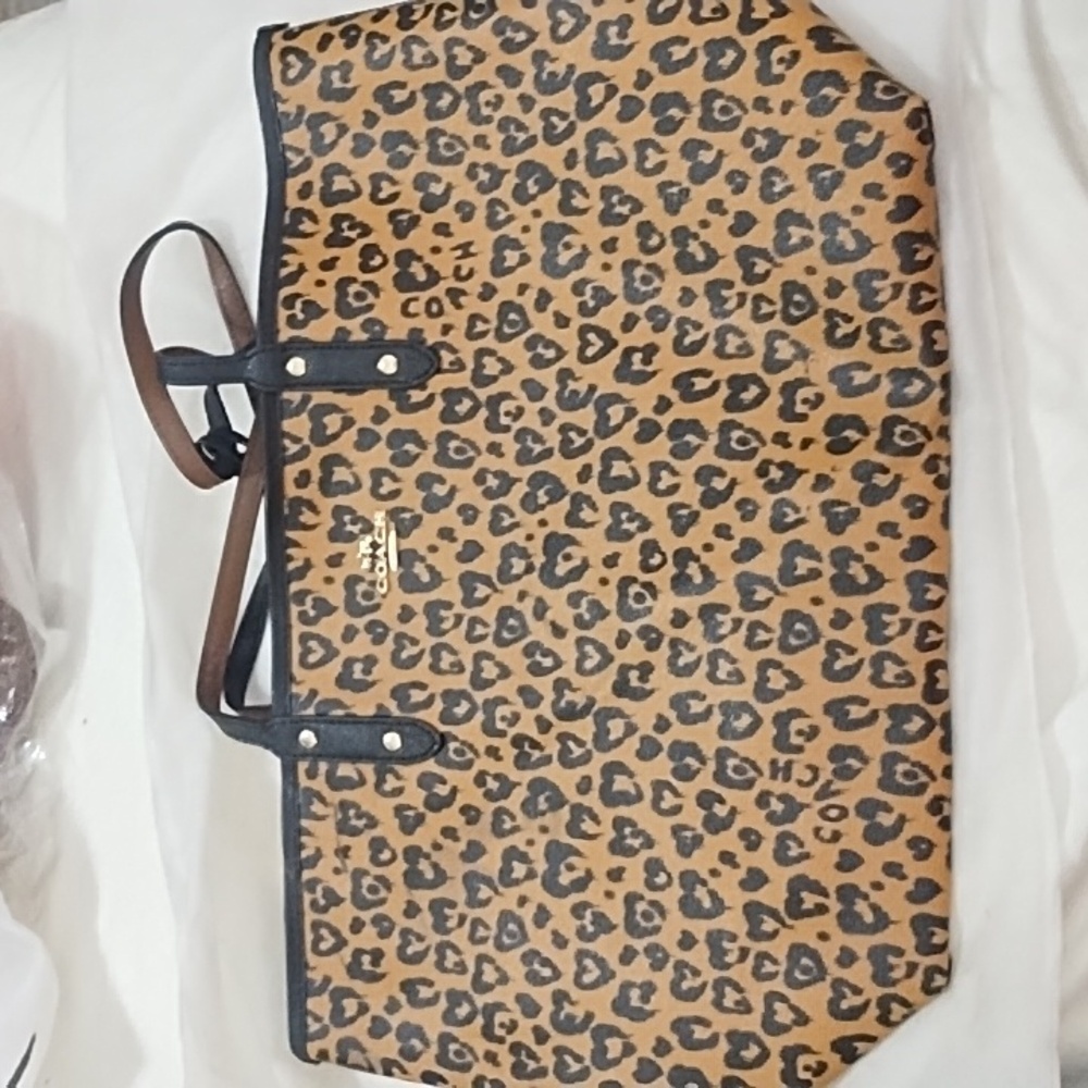 New Coach Reversible Tan and Black Animal Print Tote